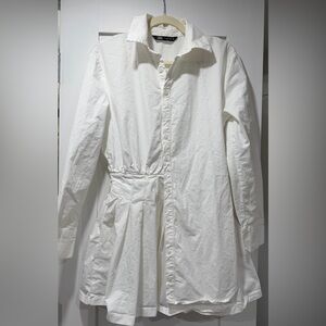 Zara Cream Button-Up Shirt Dress